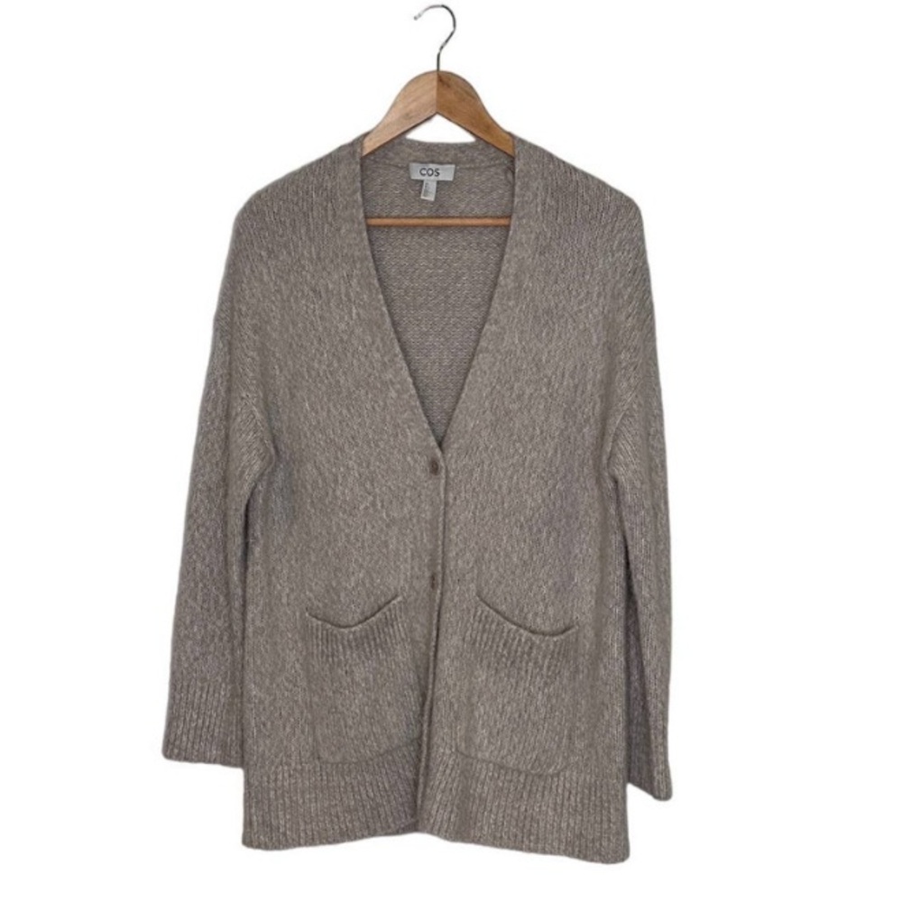 COS Wool Alpaca Blend Classic Tan Cardigan Sweater size small